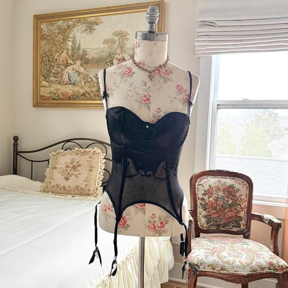 90s black corset top Shirley of Hollywood size‎ 36
